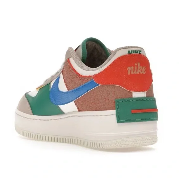 Nike Air Force 1 Low Shadow Sail Signal Blue Green Women's Sneaker - Picture 7 of 9
